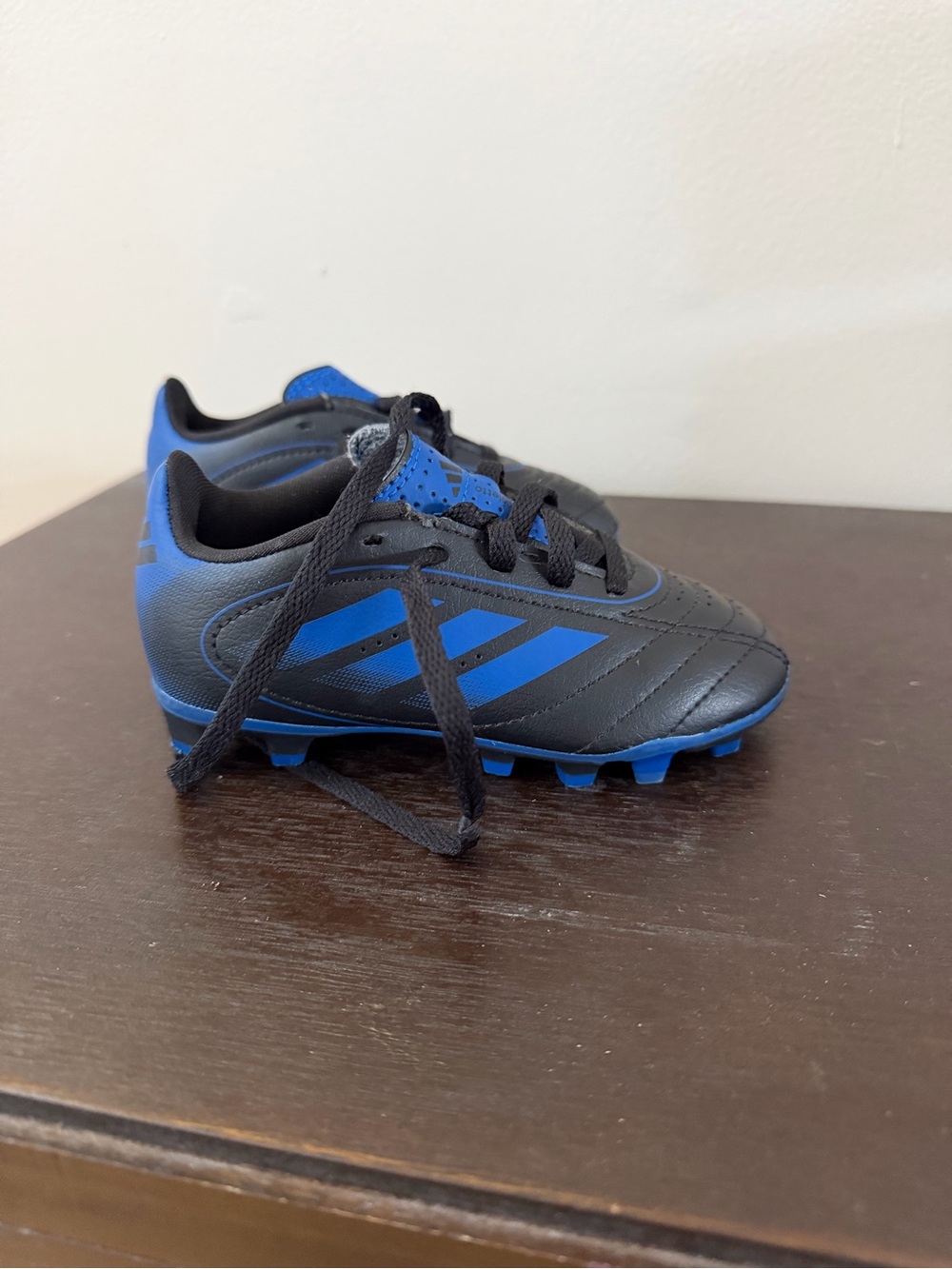 adidas Kids Black and Blue Soccer Sneakers